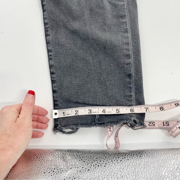 HUDSON Kass High Rise & Straight Fit Jeans Raw Hem Faded Black‎ Distressed 25 - Picture 7 of 15